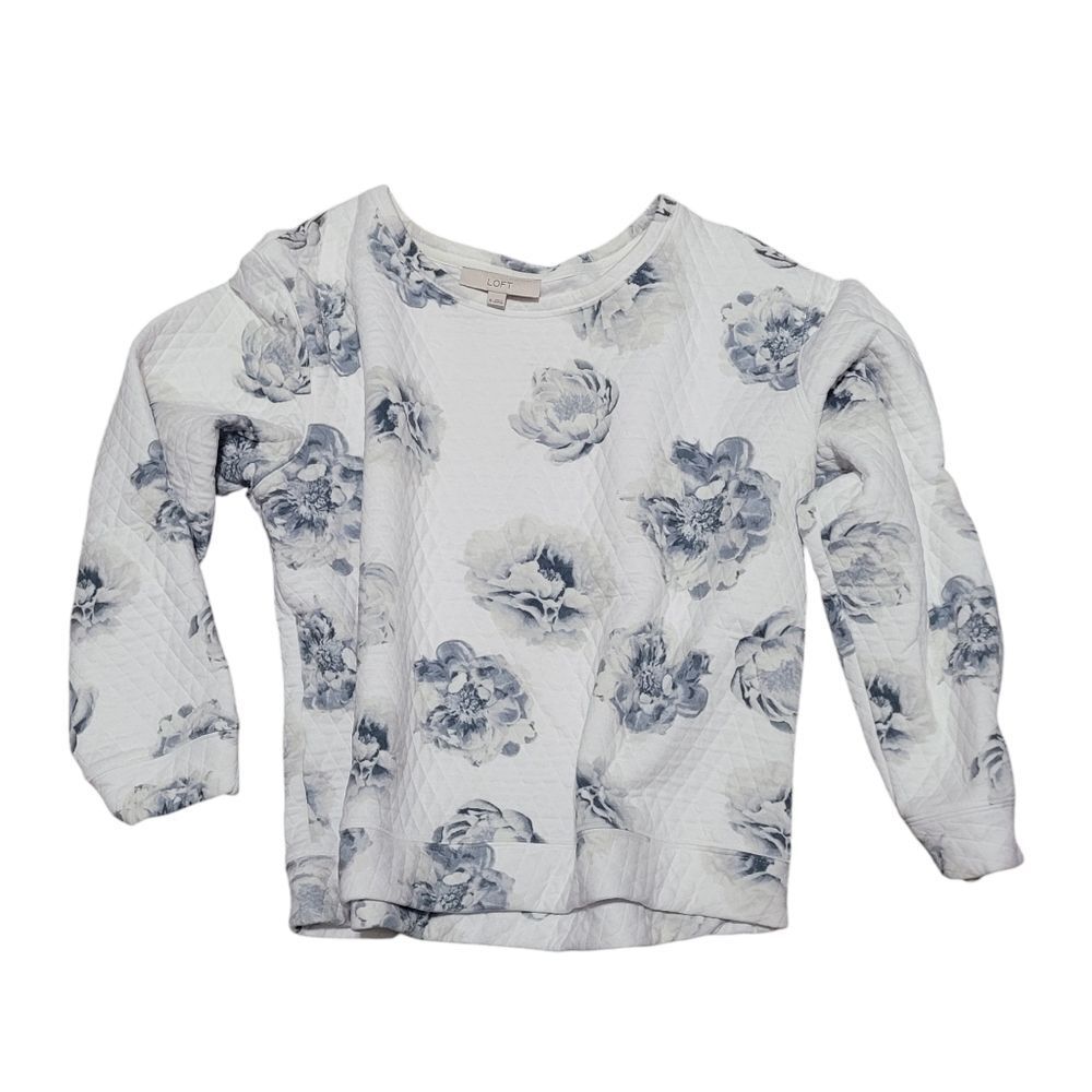 Loft quilted grey rose sweatshirt